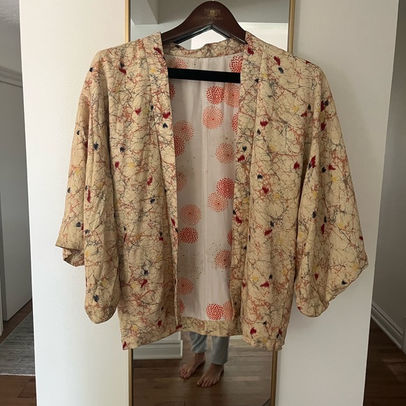 Vintage Japanese Kimono‎ Jacket Top No Sz Abstract Pattern - Picture 1 of 7